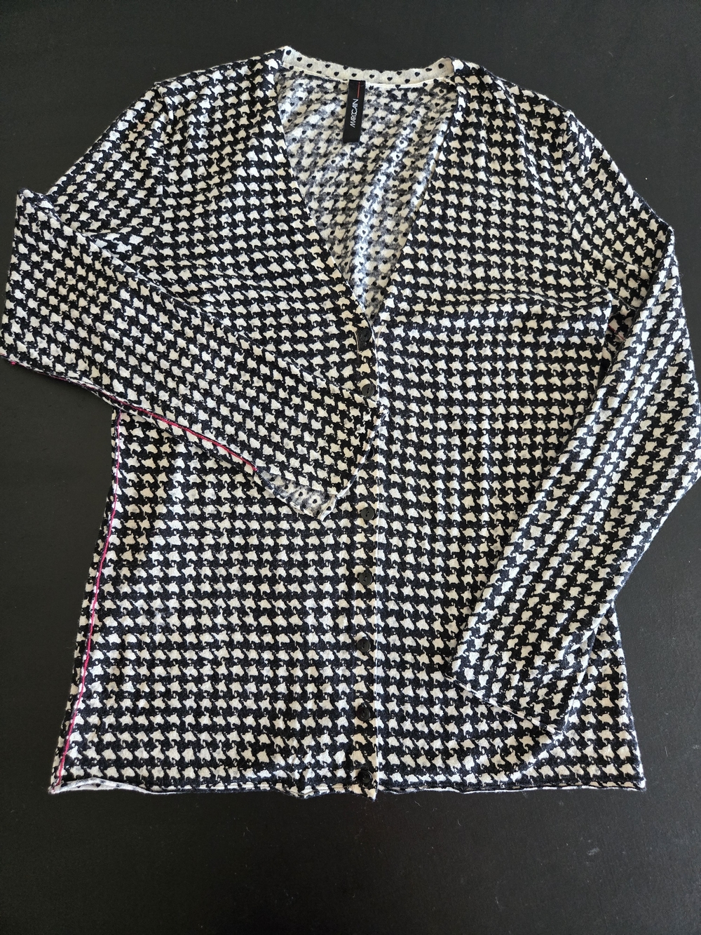 Marc Cain Houndstooth Cardigan Pink Stitch Fine Knit S